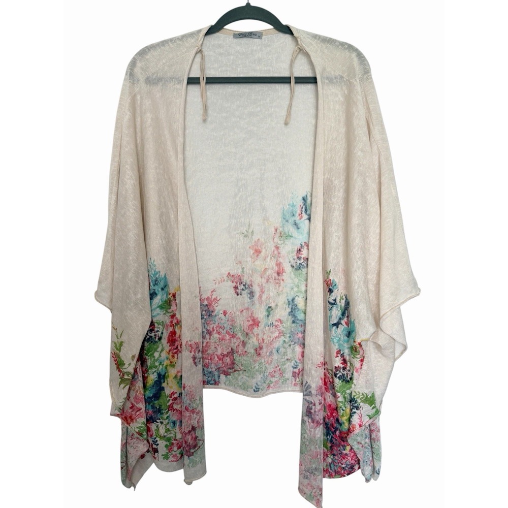 Elena Baldi Italy Floral Print Kimono Cardigan Cover Up Size M